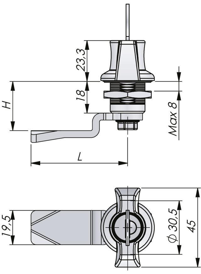 Quarter-Turn Wing Knob 18 mm