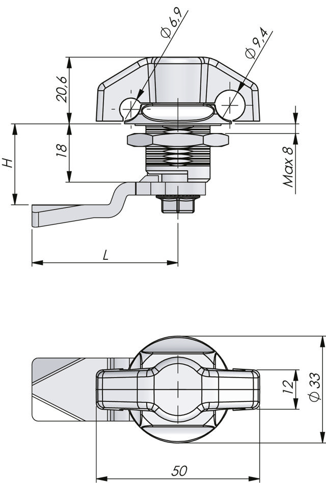 Quarter-Turn Wing Knob 18 mm