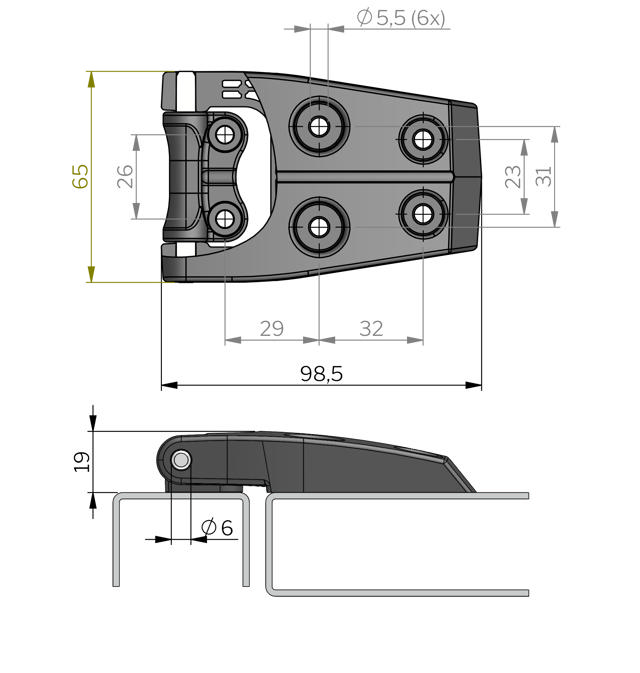 Klima-flex Scharnier 180°