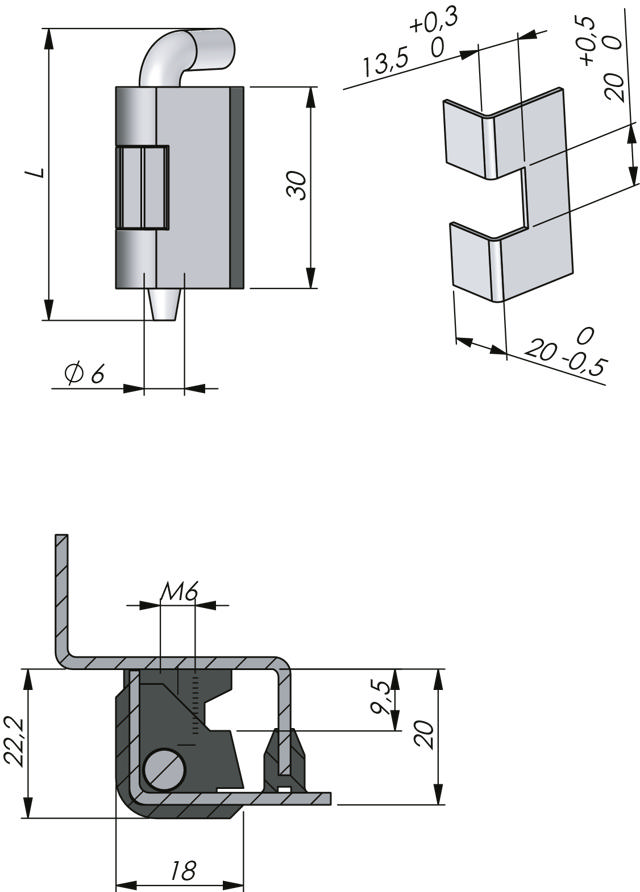 Charnière d'angle 180°