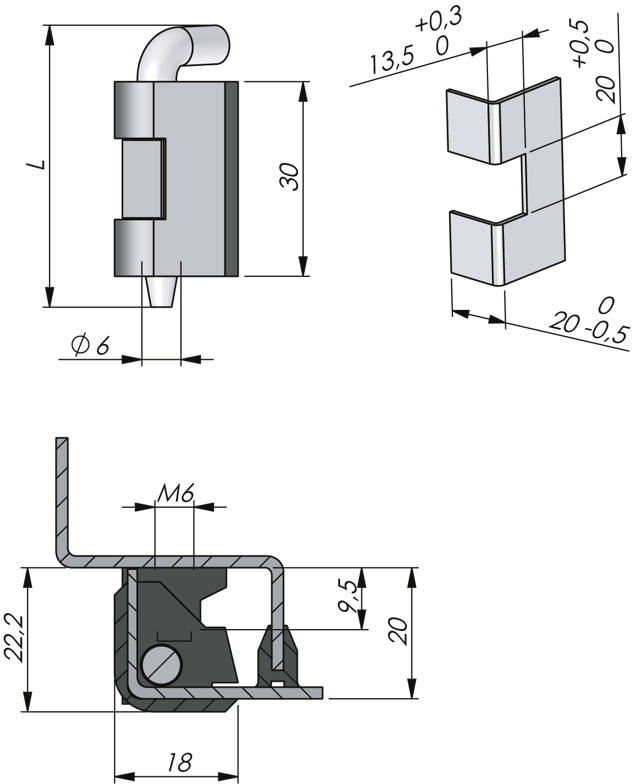 Charnière d'angle 90°