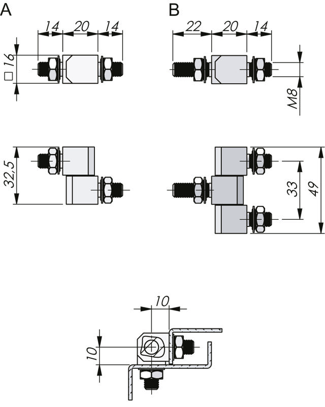 External Bolt-On Hinge 180°