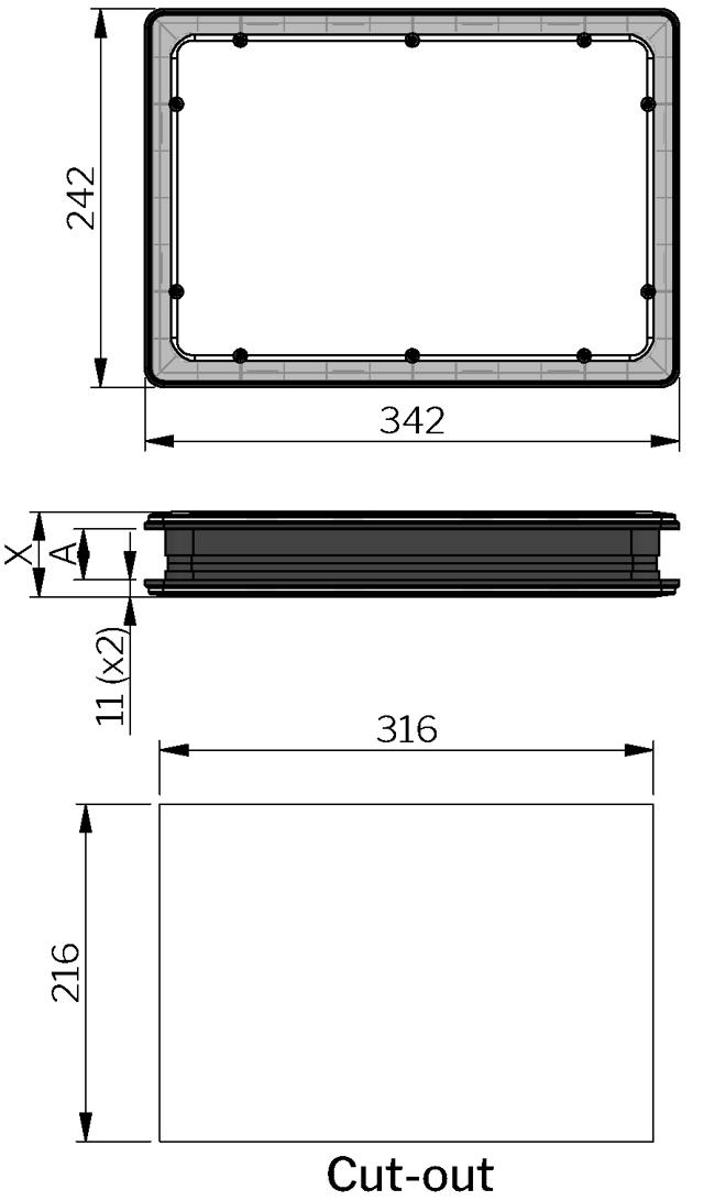 Ventana de inspección rectangular