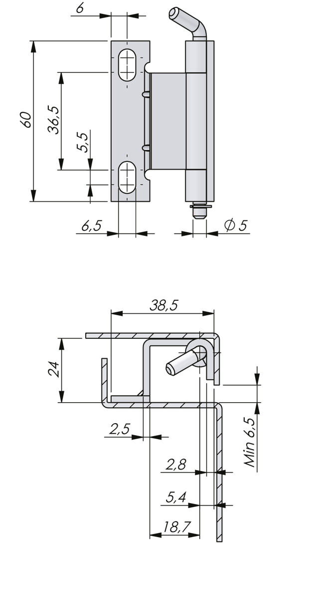 Concealed Adjustable Hinge 120° Stainless Steel