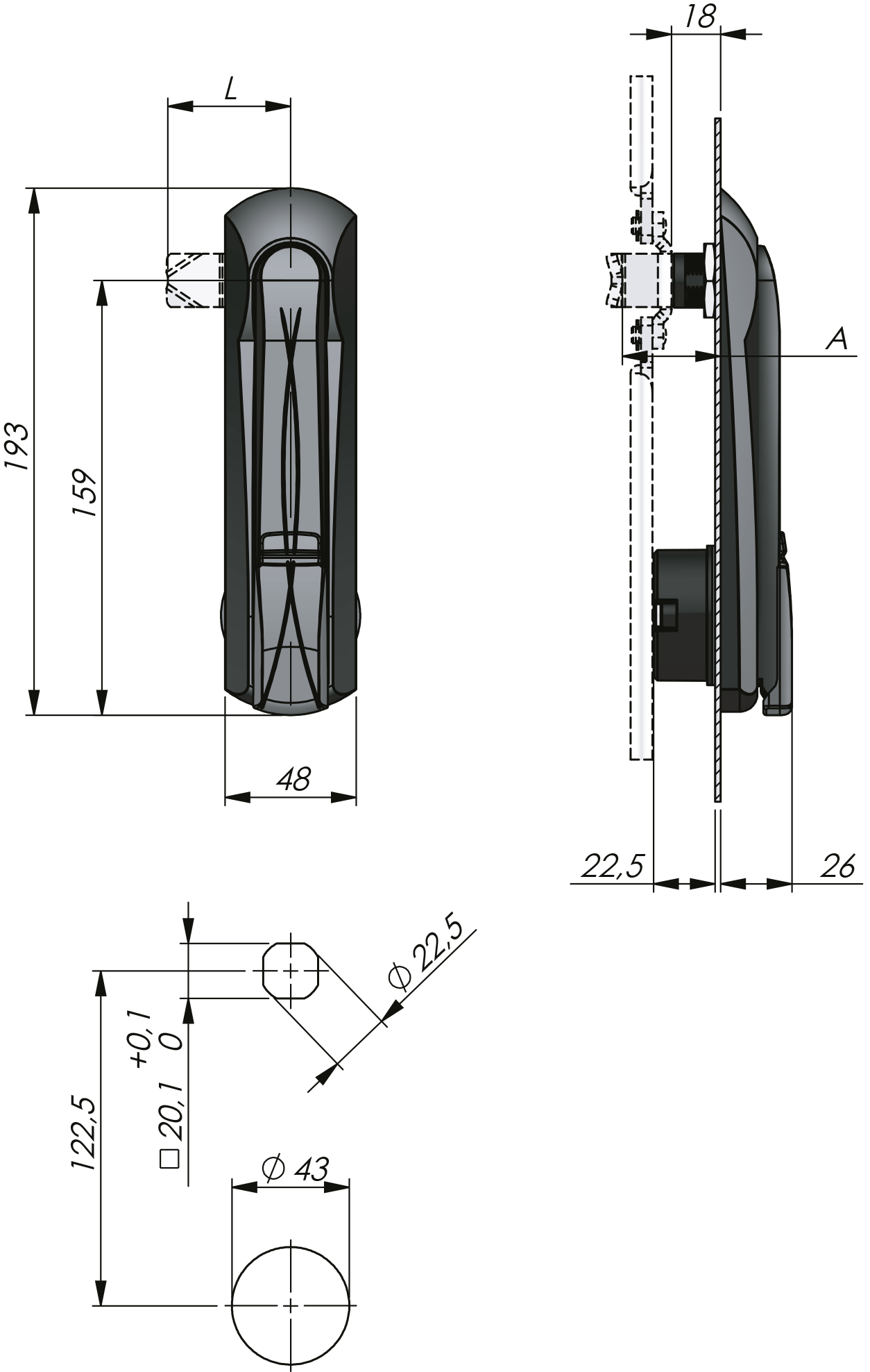 Vision Swing-handtag för oval cylinder