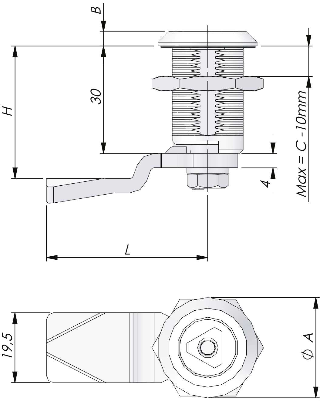 Quart de tour classique 30 mm Quart de tour classique 30 mm