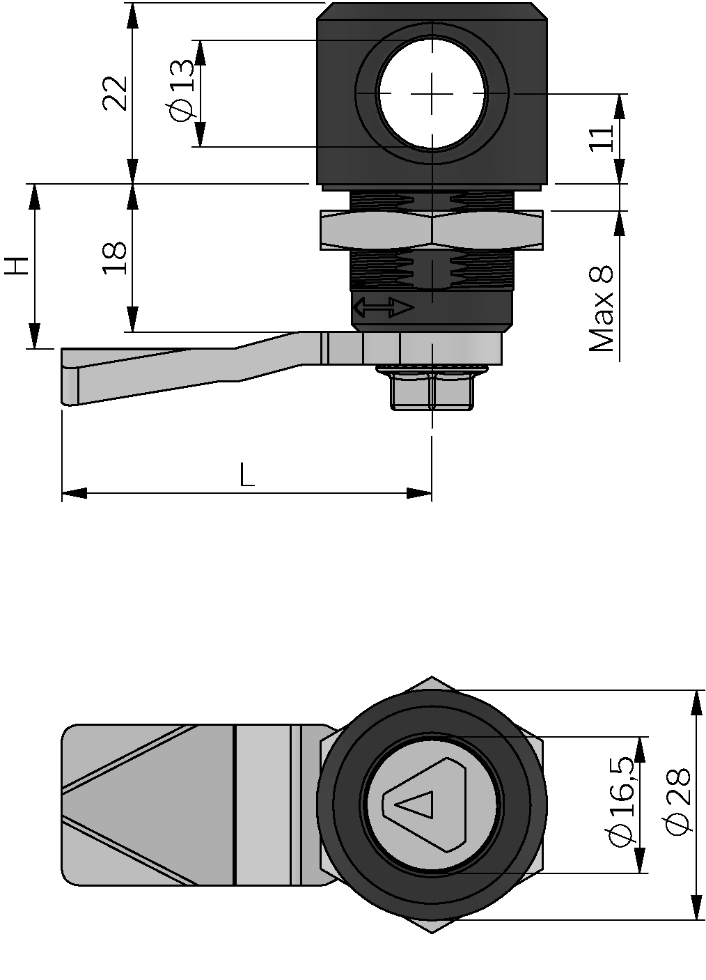 Quarter-Turn Vibration resistant 18 mm
