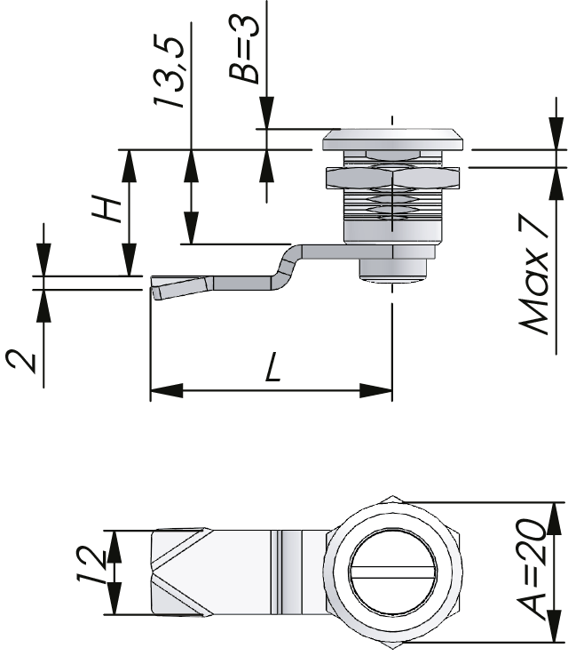 Quart de tour compact 13,5 mm Quart de tour compact 13,5 mm