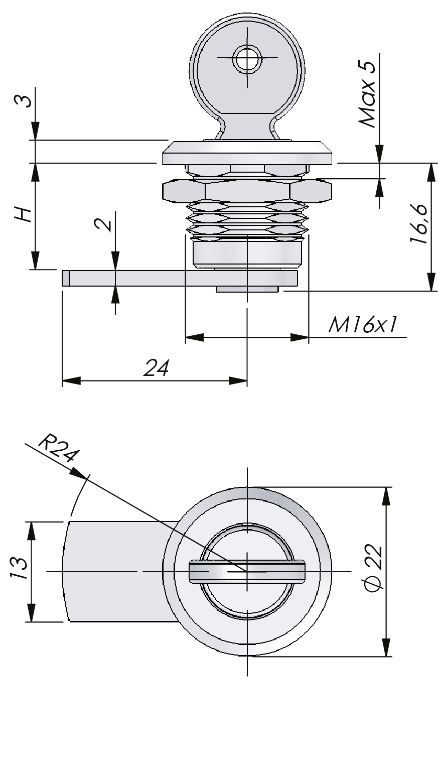 Quarter-turn Compact Cylinder Lock Quarter-turn Compact Cylinder Lock