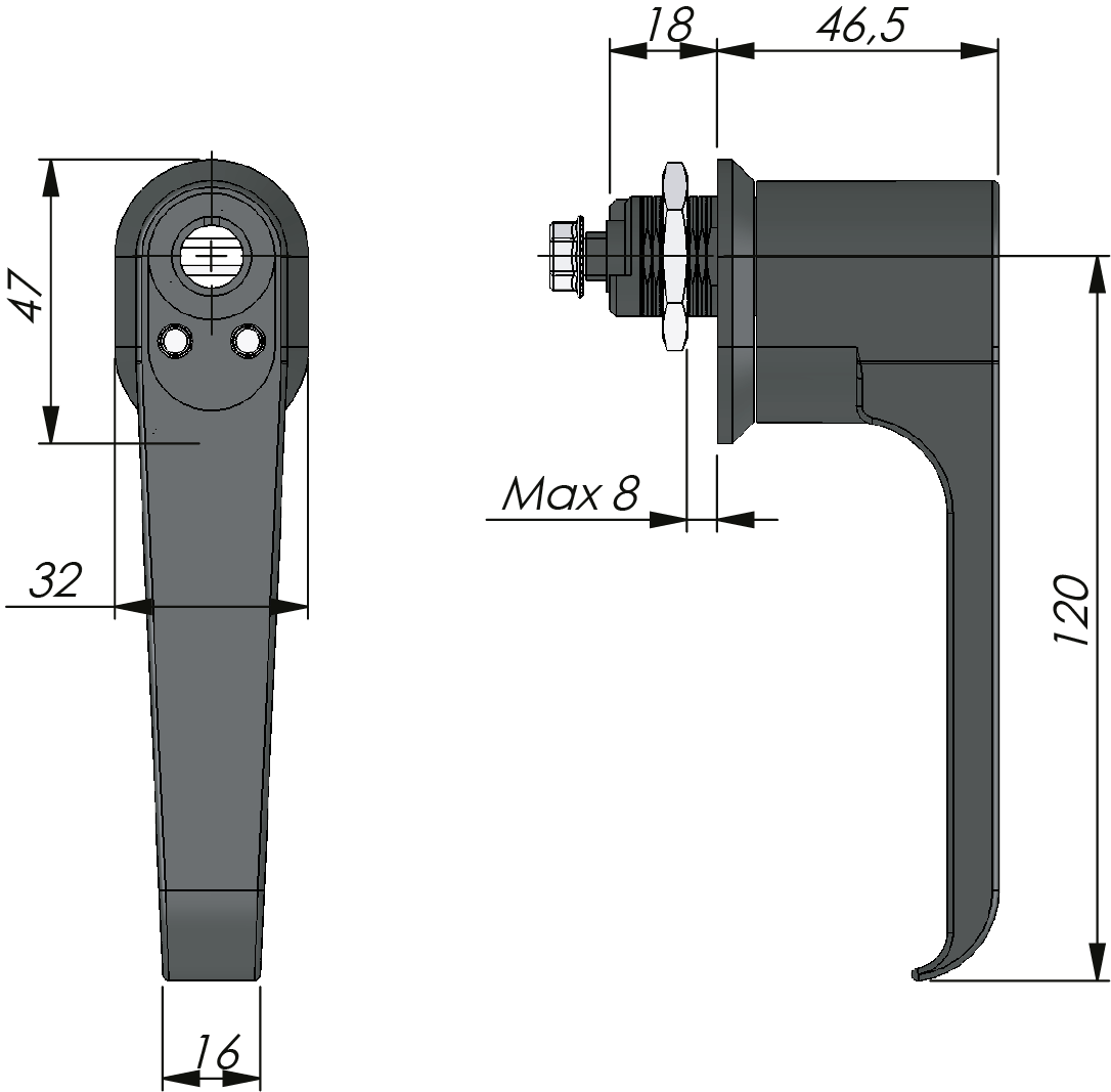 Kvartsvarvs-L-handtag Kvartsvarvs-L-handtag