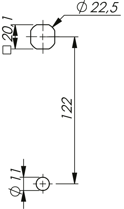 Poignée quart de tour en L 18 mm Poignée quart de tour en L 18 mm