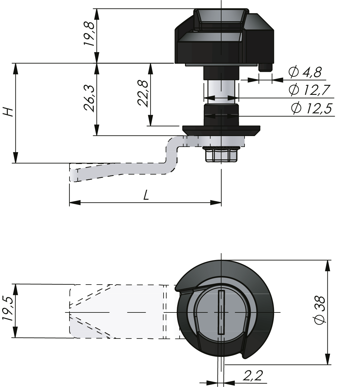 Quarter-turn Slotted Latch Quarter-turn Slotted Latch