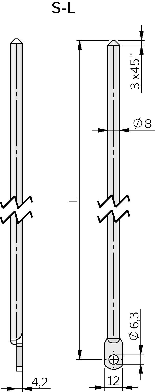 尖头圆杆 (S-L)(钢制) 尖头圆杆 (S-L)(钢制)