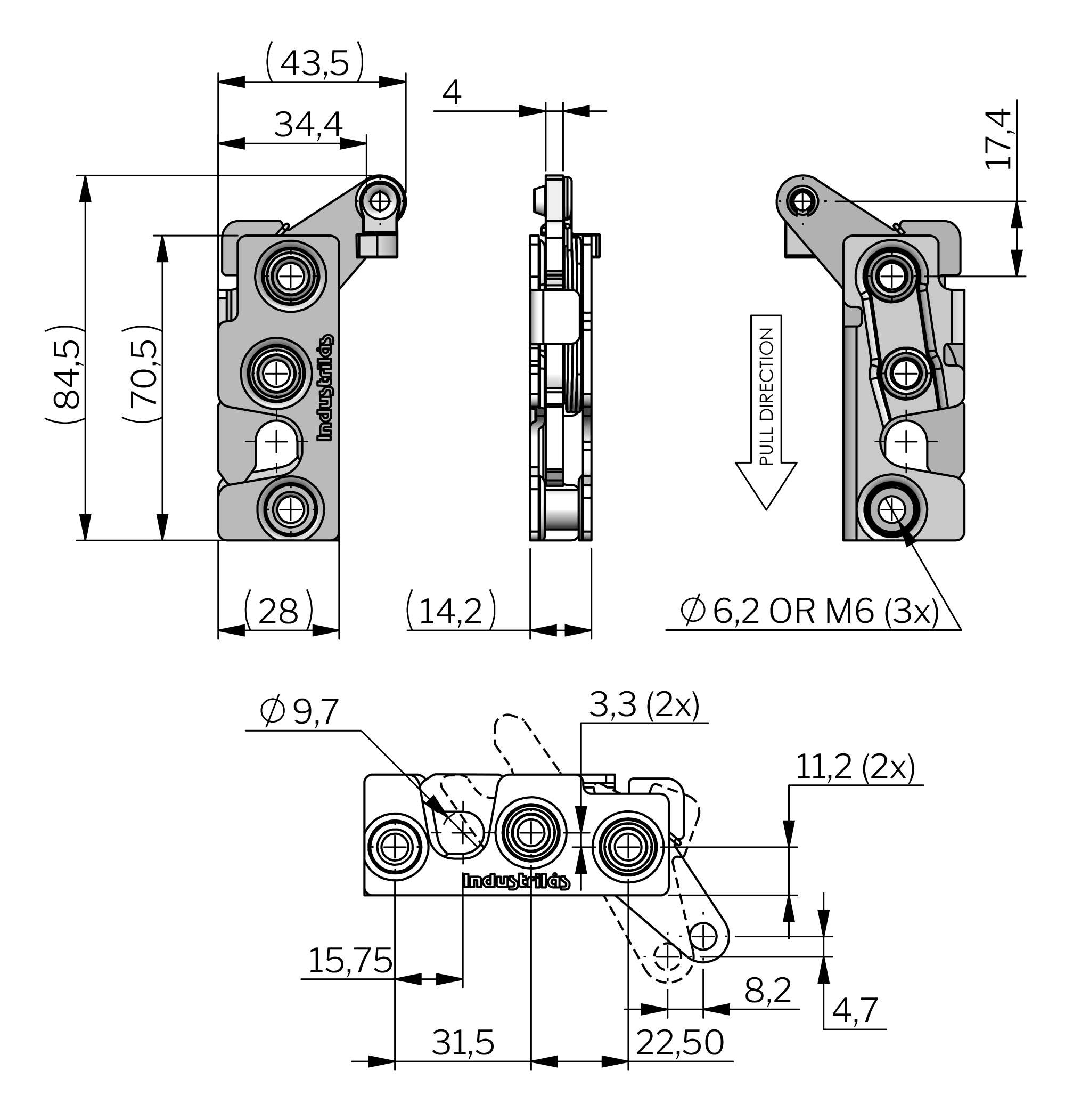 Vector Rotary Latch - Inline Bottom Pull | Rotary latching systems