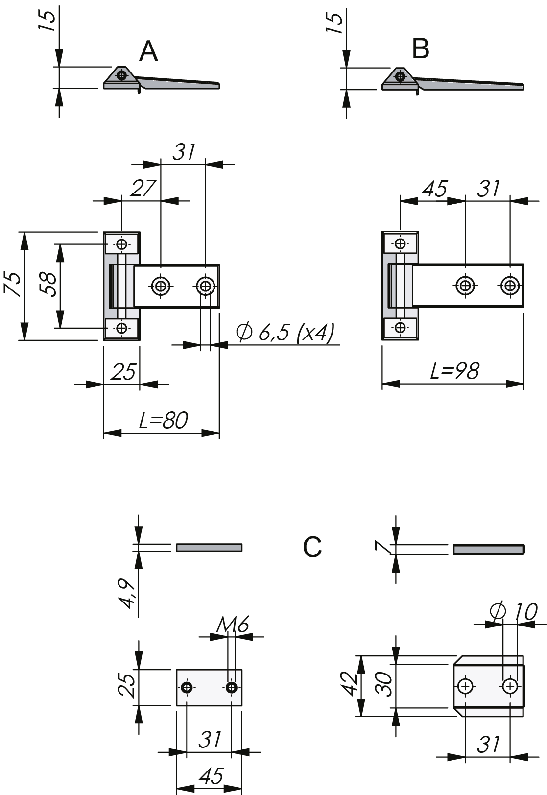 Dobradiça Klima-flex 180° Dobradiça Klima-flex 180°