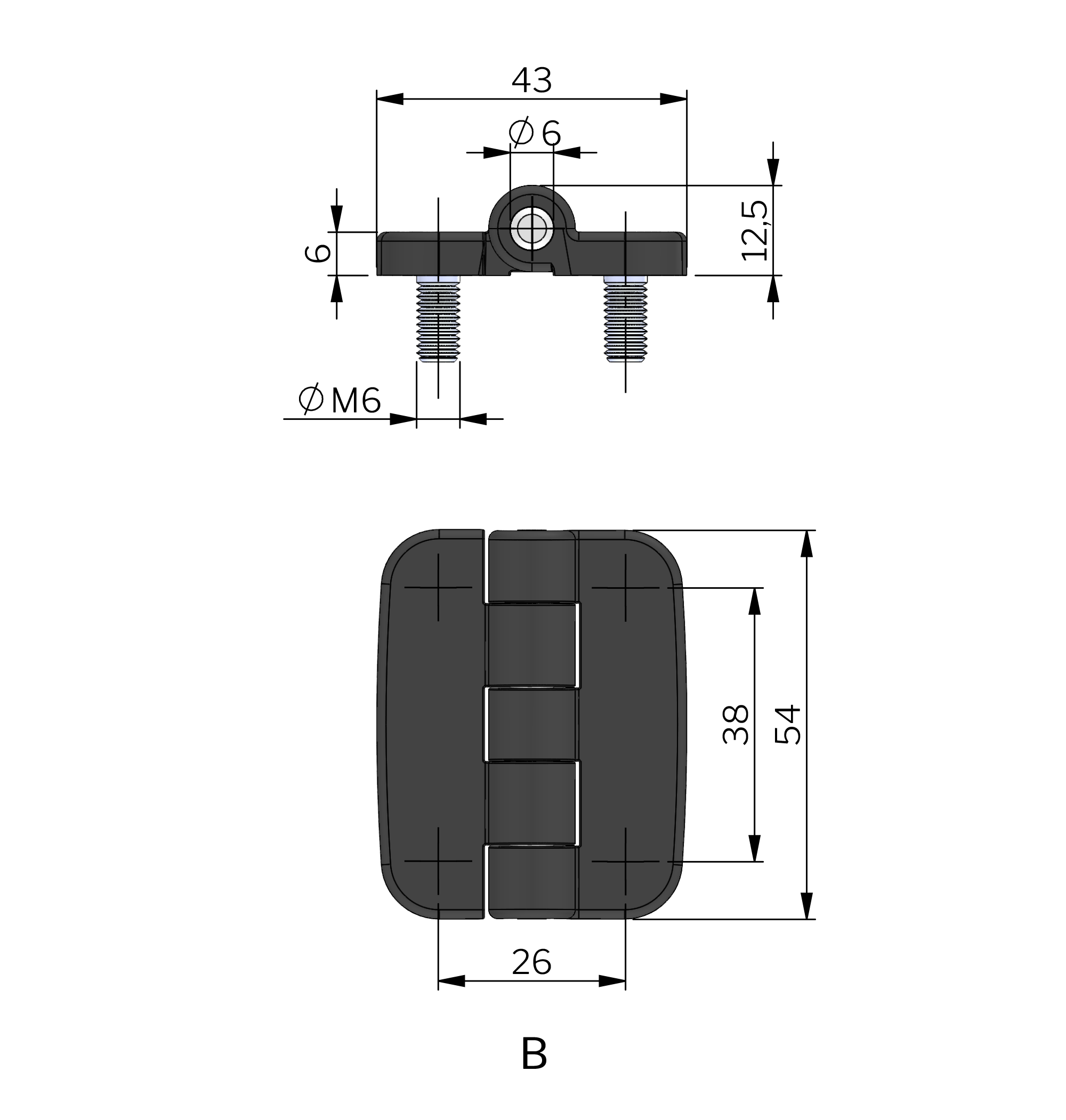 External Hinge 54x43 mm 180°