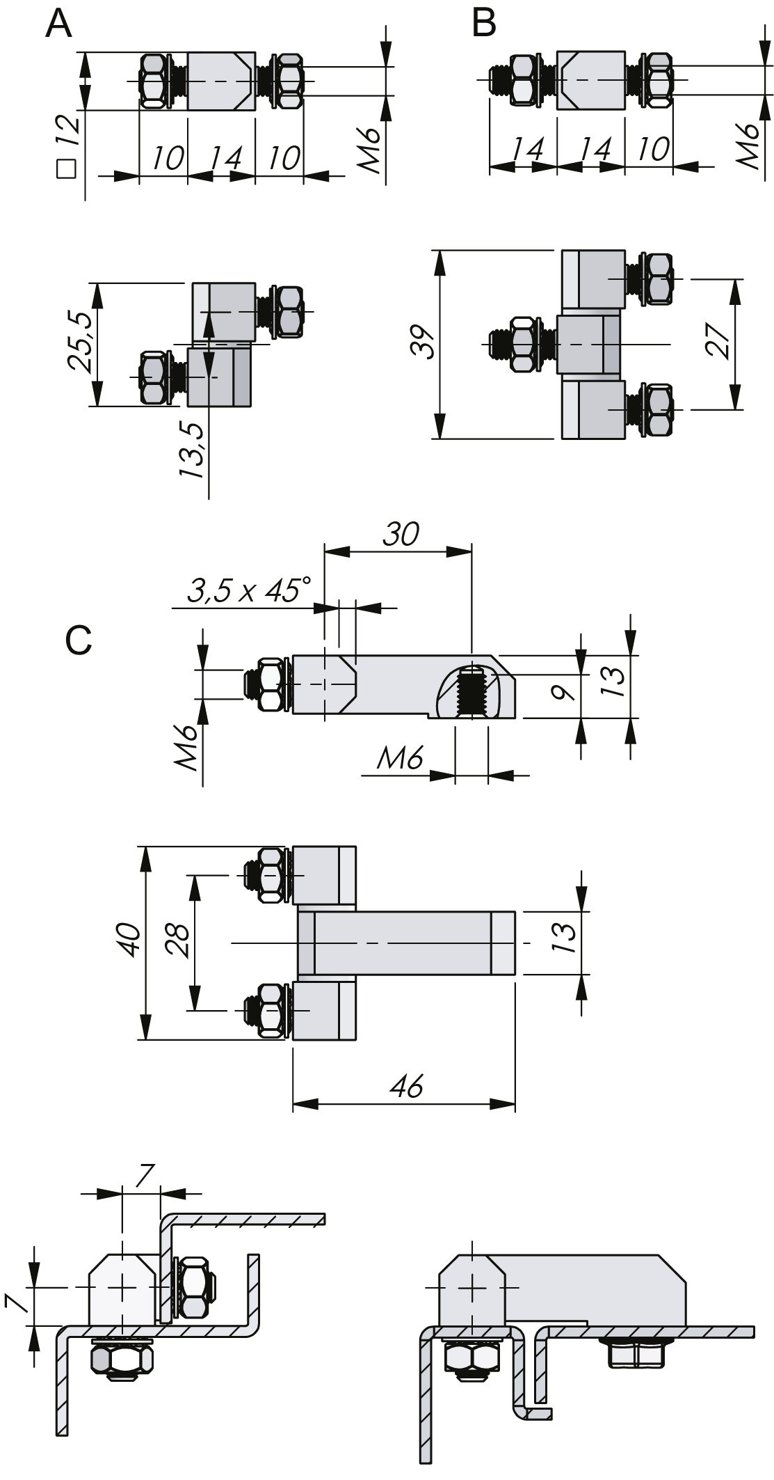 External Bolt-On Hinge 180° External Bolt-On Hinge 180°