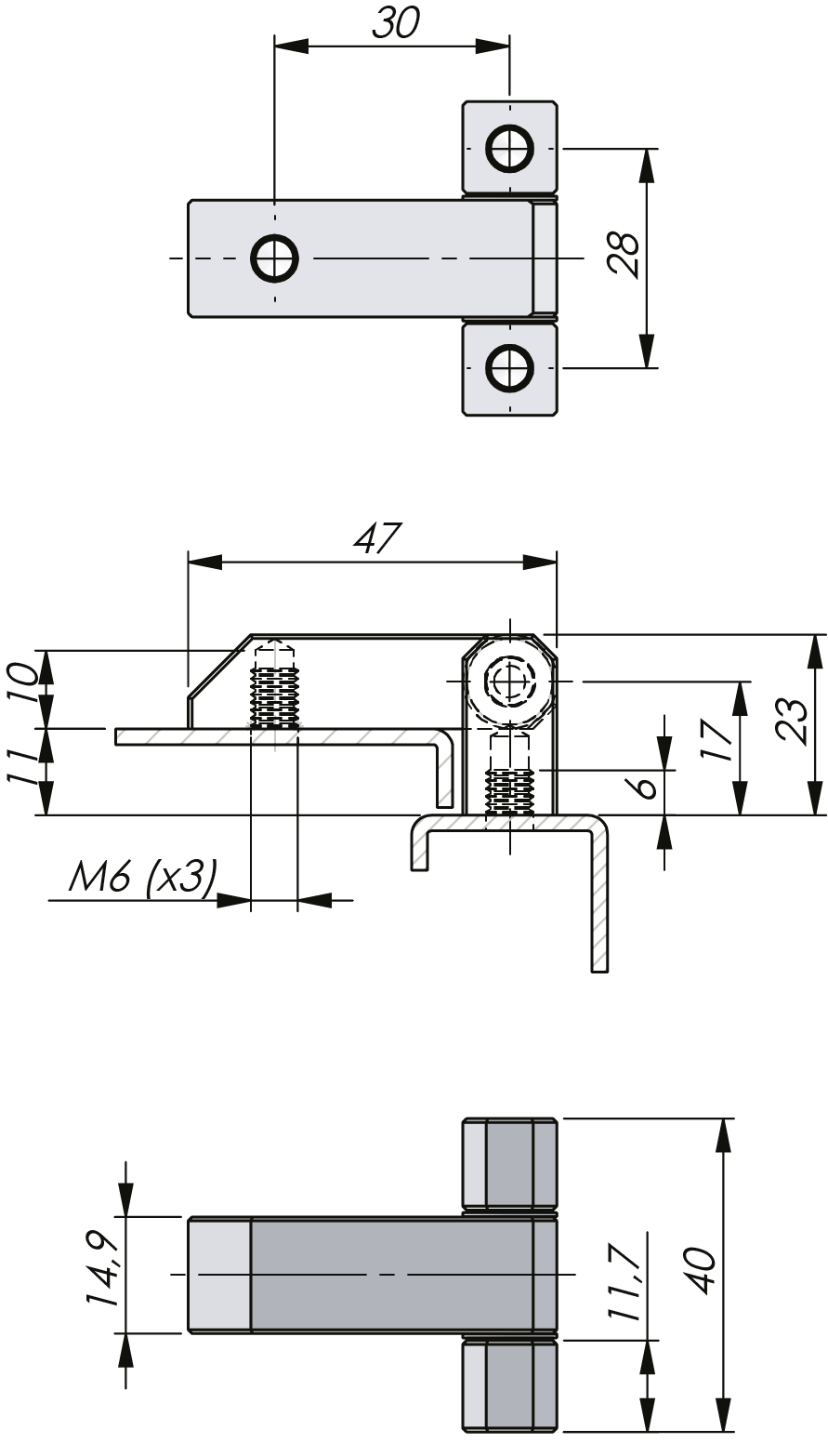 External Bolt-On Hinge 180°