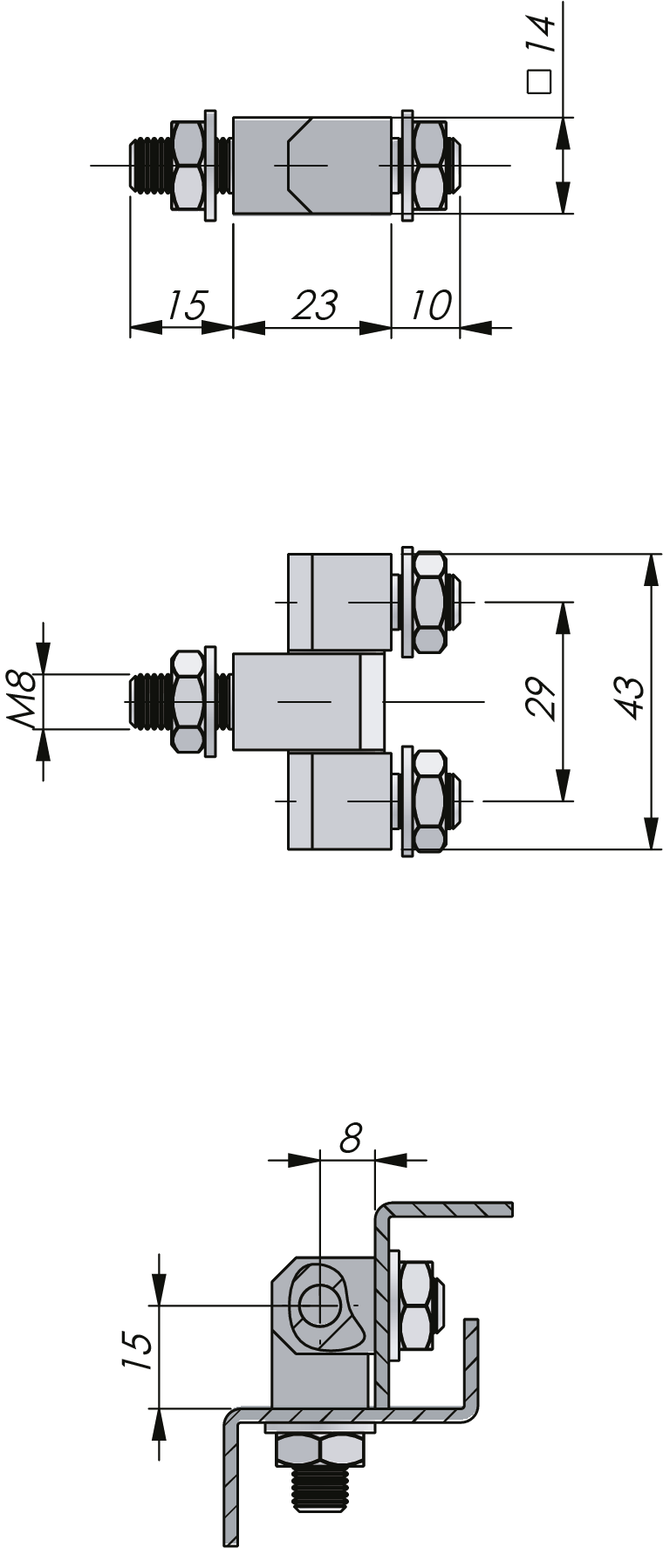 External Bolt-On Hinge 180°
