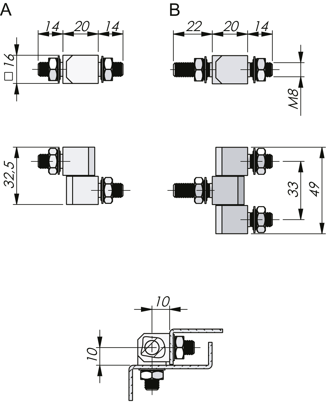 External Bolt-On Hinge 180° External Bolt-On Hinge 180°