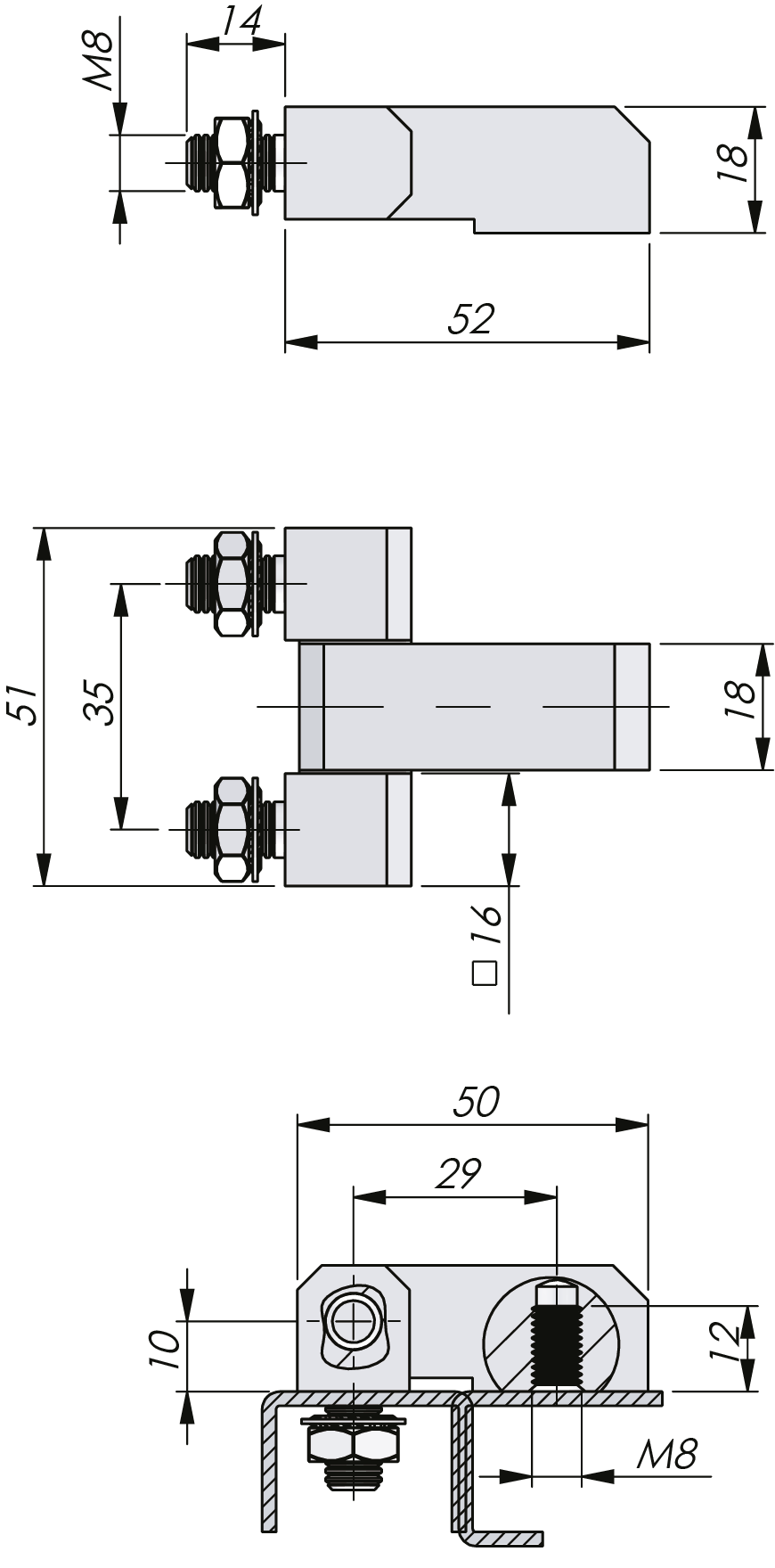 External Bolt-On Hinge 180°