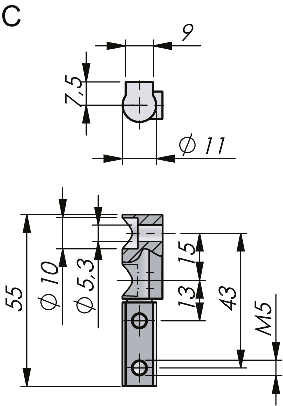 Außenliegendes Scharnier, aushängbar 180° Außenliegendes Scharnier, aushängbar 180°