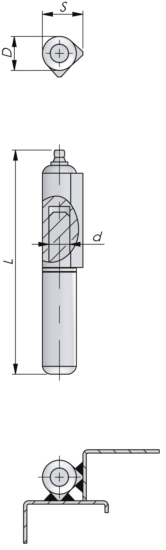 Anschweißscharnier mit Schmiernippel Anschweißscharnier mit Schmiernippel
