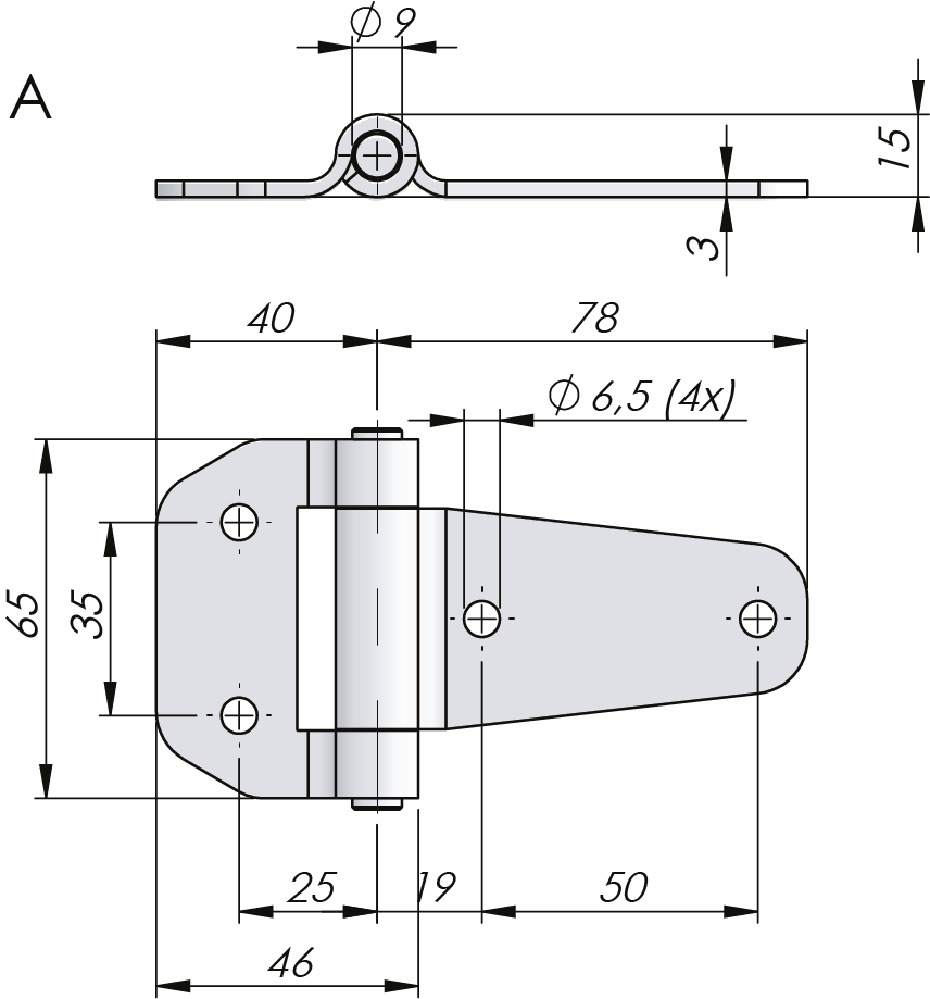 External Heavy-Duty Hinge 180° External Heavy-Duty Hinge 180°
