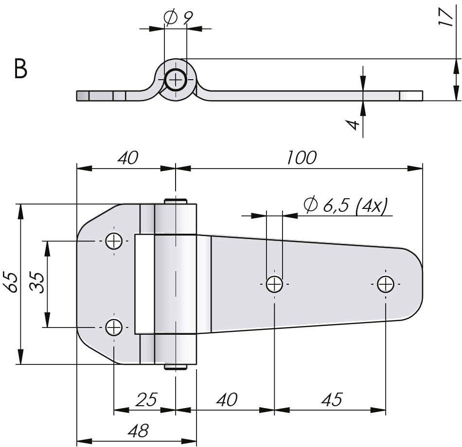 External Heavy-Duty Hinge 180° External Heavy-Duty Hinge 180°