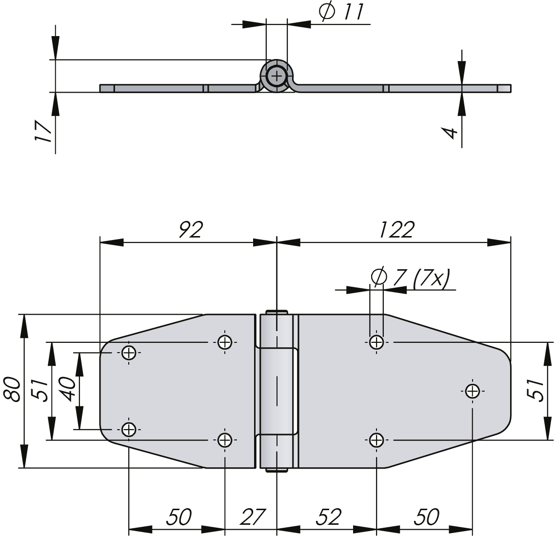 External Heavy-Duty Hinge 180° External Heavy-Duty Hinge 180°