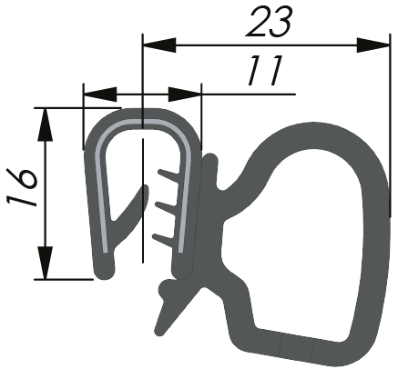 Perfil de vedação feito em PVC/EPDM Perfil de vedação feito em PVC/EPDM