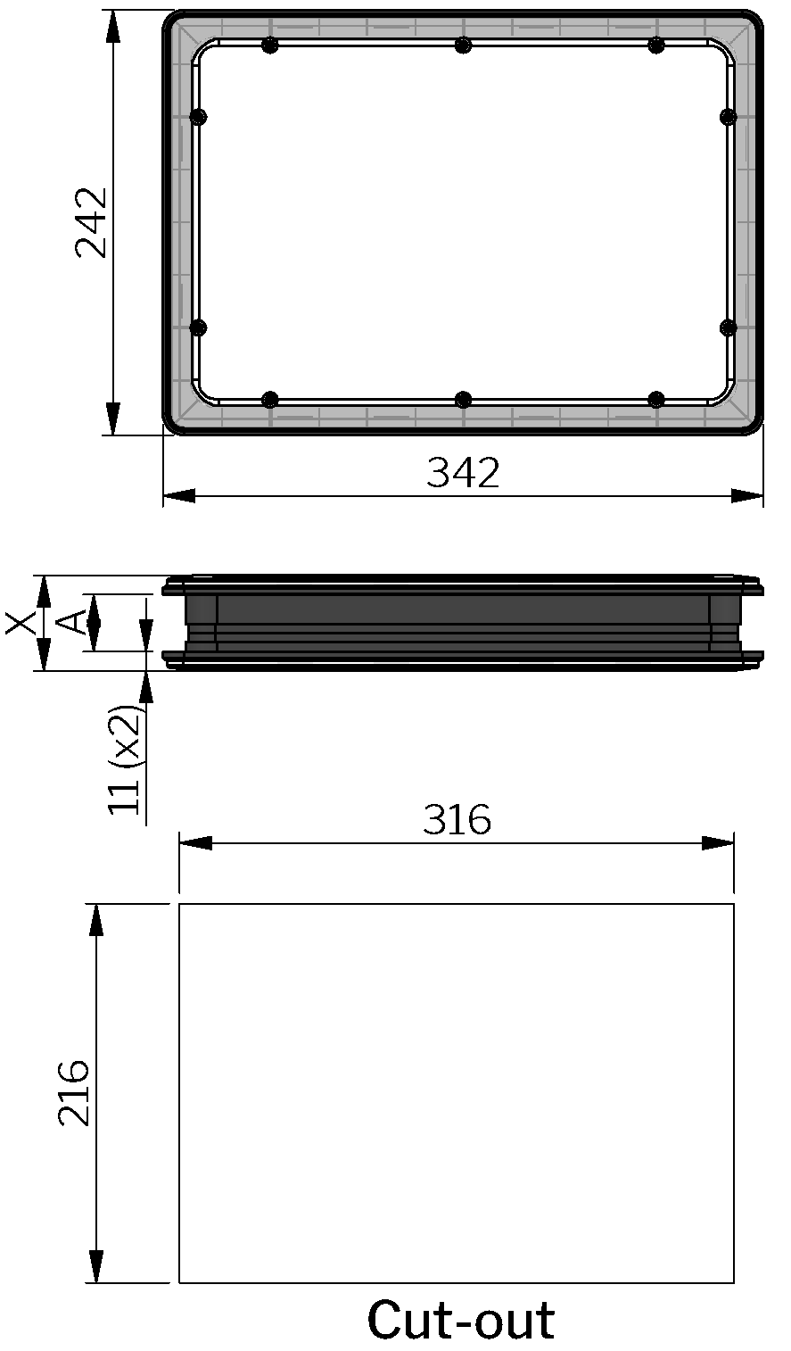 Fenêtre d'inspection rectangulaire Fenêtre d'inspection rectangulaire