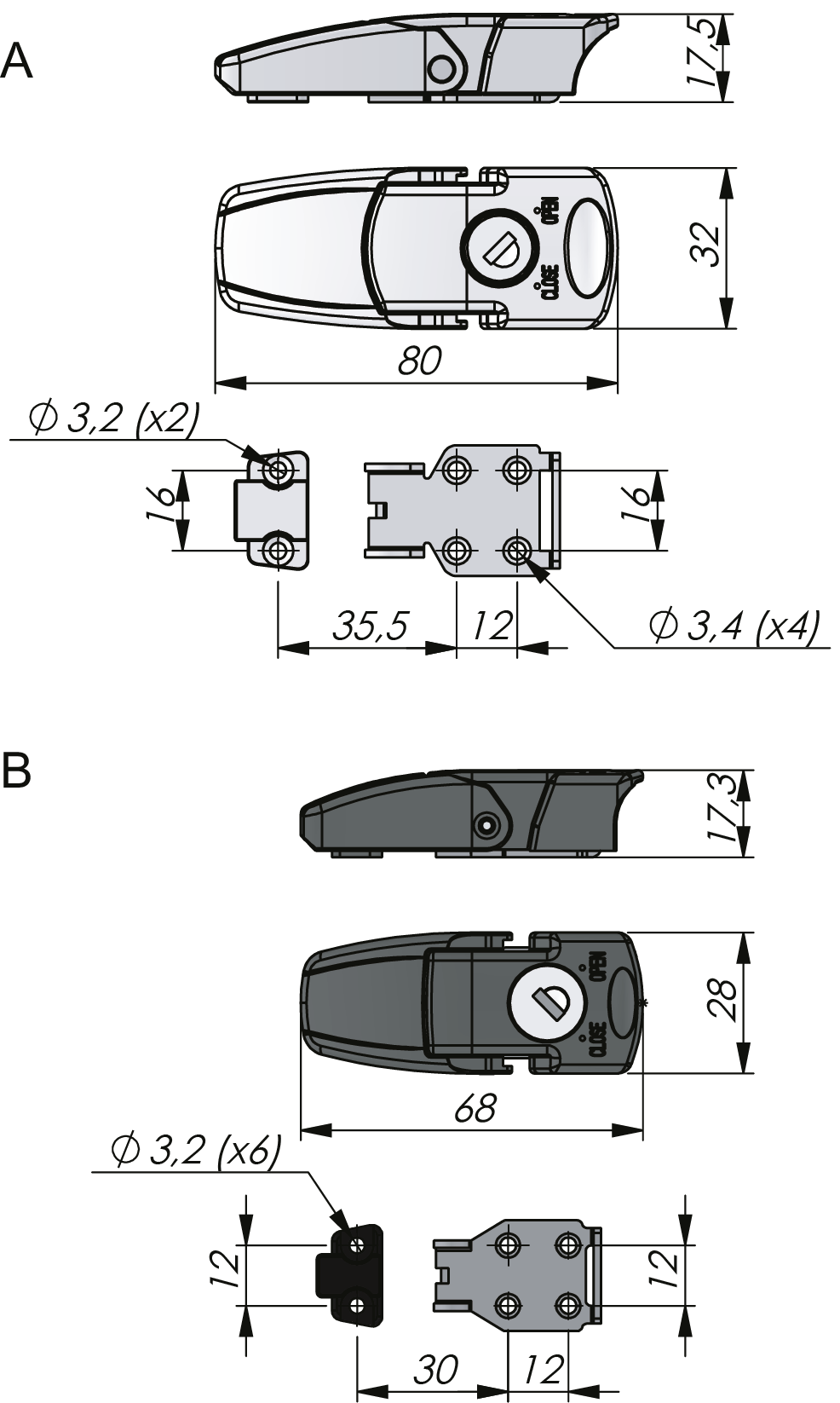 Spannverschluss, federbelastet, abschließbar