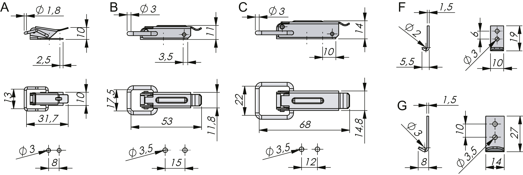 Loquet et gâchette rabattables