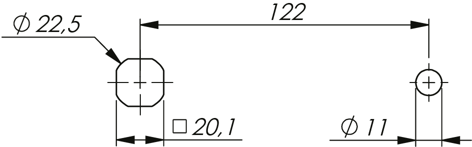 Poignée quart de tour en L Inox 18 mm Poignée quart de tour en L Inox 18 mm