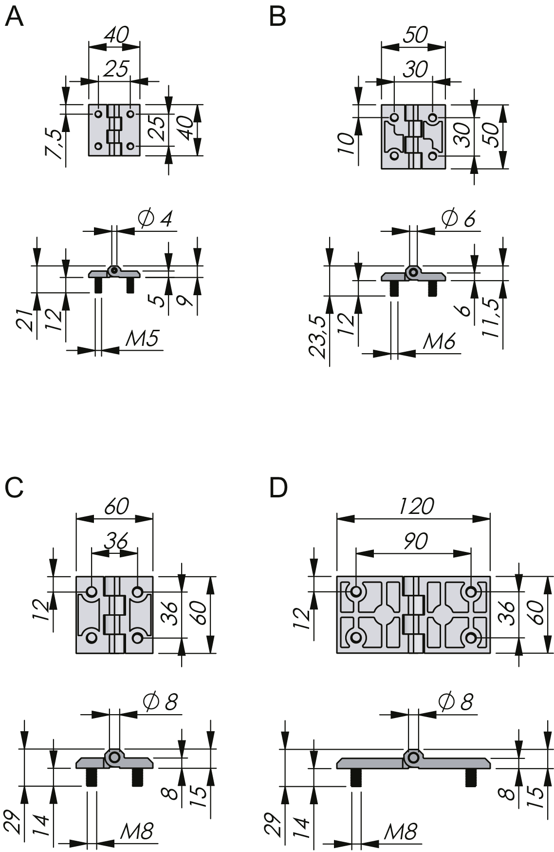 External Hinge 180° Stainless Steel External Hinge 180° Stainless Steel
