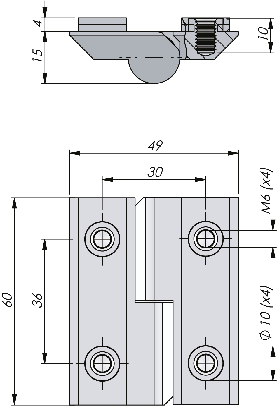External Lift Off Hinge 180° Stainless Steel