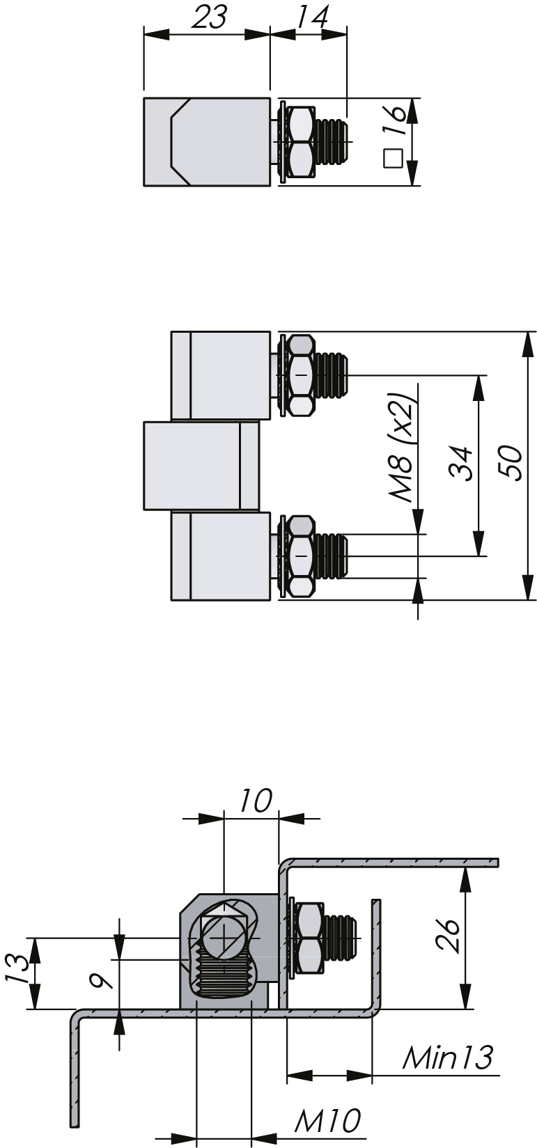 External Bolt-On Lift Off Hinge 180° Stainless Steel