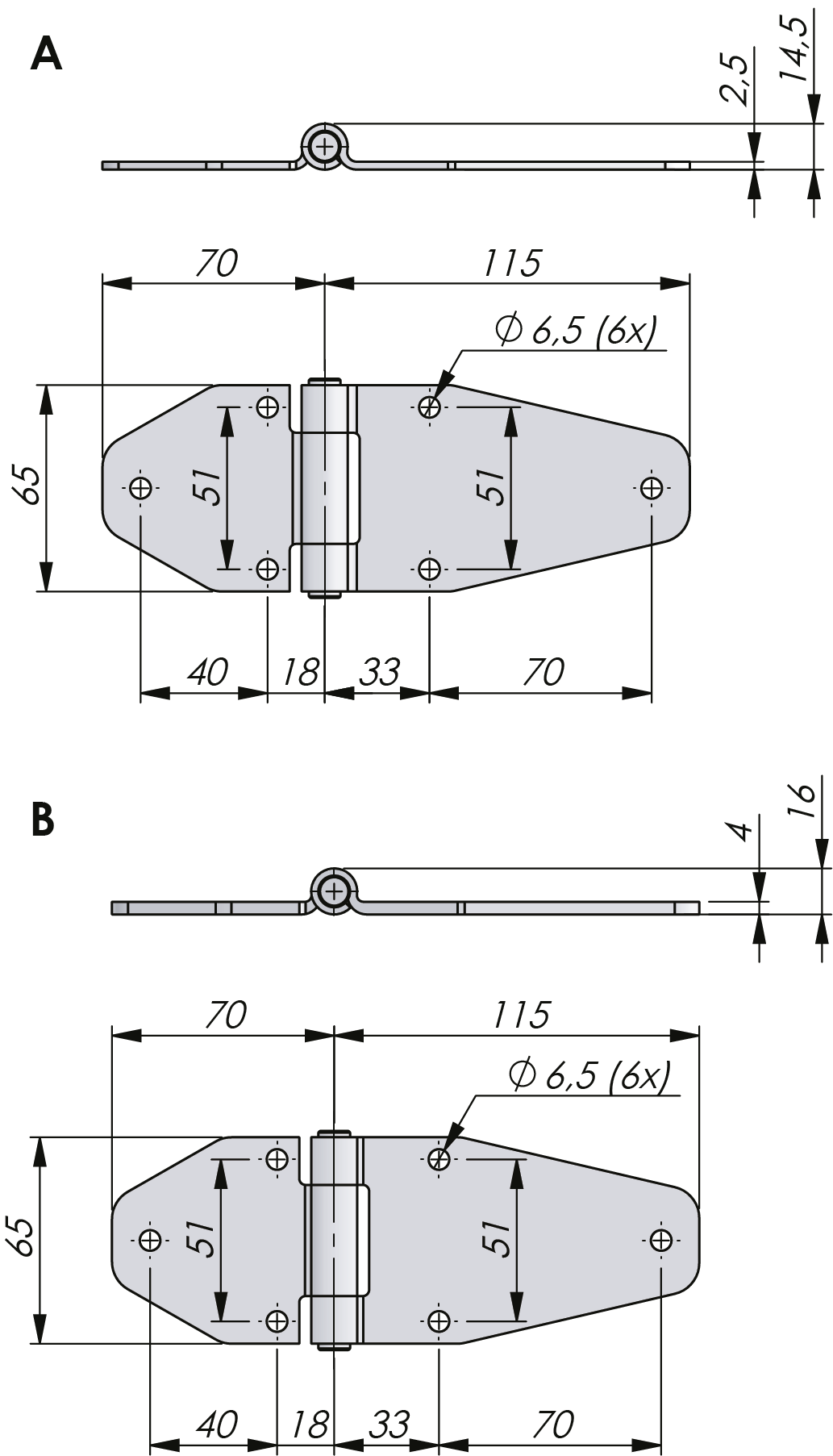 External Heavy-Duty Hinge 180° Stainless Steel External Heavy-Duty Hinge 180° Stainless Steel